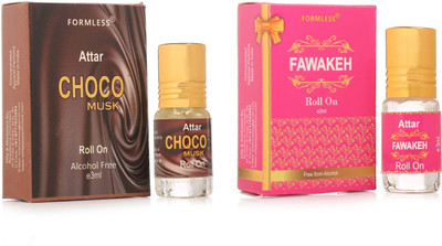 FORMLESS Choco & Fawakeh 3ml Combo 2 Roll on Floral Attar(Chocolate)