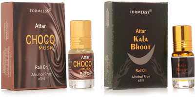 FORMLESS Choco & Kala Bhoot 3ml Combo 2 Roll on Herbal Attar(Chocolate)