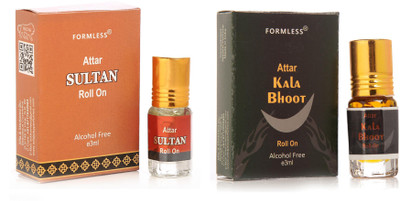 FORMLESS Sultan & Kala Bhoot 3ml Combo 2 Roll on Floral Attar(Mitti)