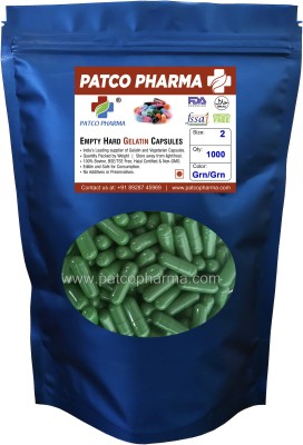 PATCO PHARMA RAW MATERIALS & EQIPMENTS Size 2 Green Empty Gelatin Pill Capsule - Gluten Free | DIY Powder Filling(1000 Capsules)