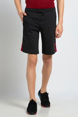 VAN HEUSEN Solid Men Black, Red Regular Shorts