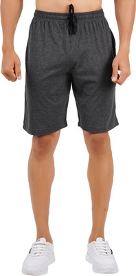Thirteen Eleven Solid Men Grey Basic Shorts