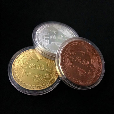 Craftbia Combo Pack of 3 BTC Set Bitcoins|Gold, Silver and Copper Plated Crypto Coins Decorative Showpiece  -  4 cm(Metal, Copper, Gold, Silver)