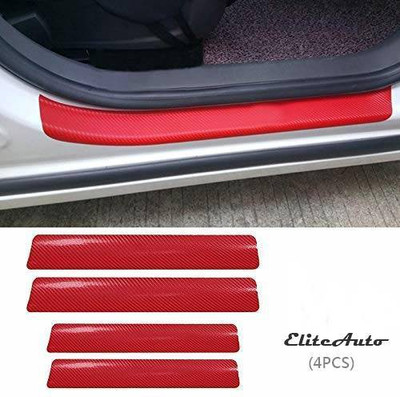 EliteAuto 4PCS RED 3D Carbon Fibre Anti-scratch Sticker for Car Door/Scuff/Sill Guard Door Sill Plate