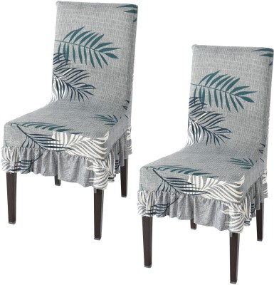 HOKiPO Polyester Floral Chair Cover(Grey Pack of 2)