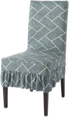 HOKiPO Polyester Checkered Chair Cover(Green Pack of 1)