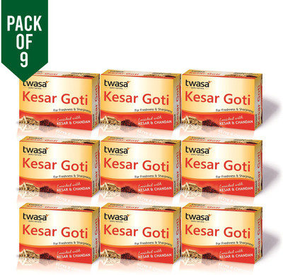 Twasa Kesar Goti Soap For Face|Bathing Bar For Soft & Youthful Skin(9 x 25 g)