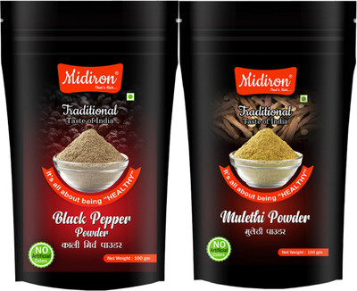 Midiron Black Pepper Powder, Mulethi Powder(2 x 100 g)