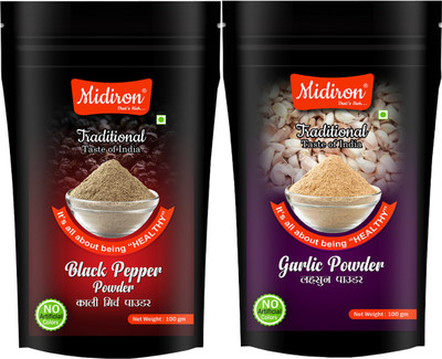 Midiron Garlic Powder, Black Pepper Powder(2 x 100 g)