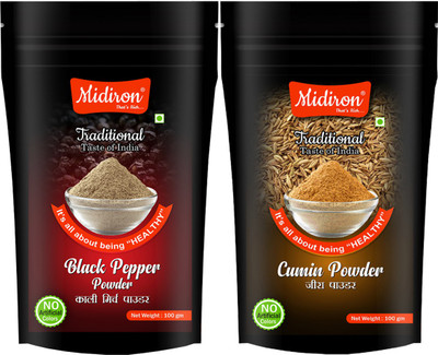 Midiron Black Pepper Powder, Cumin Powder(2 x 100 g)