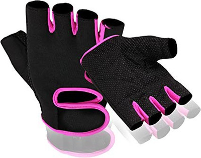 DreamPalace India Weight Lifting Gloves For Gym Workout, Crossfit, Fitness & Cross Training Riding Gloves(Black, Pink)