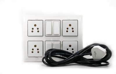 JELECTRICALS Modular Extension Board With Four Socket and Four Switch With 8 Meter Wire 4  Socket Extension Boards(White, 4 m)