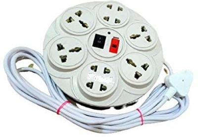 RSCT RSCT 8+1 Round Strip Extension Cord; 6 A 8 Universal Multi plug 8  Socket Extension Boards(White, 2 m)