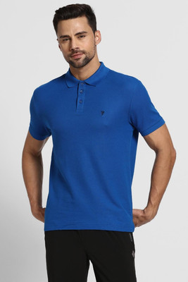 VAN HEUSEN Solid Men Polo Neck Blue T-Shirt