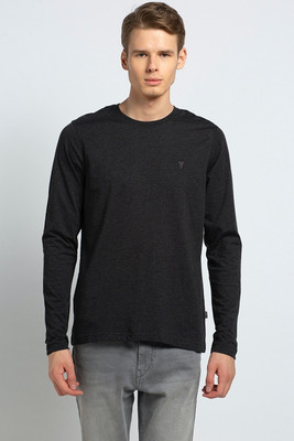 VAN HEUSEN Solid Men Round Neck Grey T-Shirt