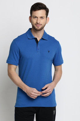 VAN HEUSEN Solid Men Polo Neck Blue T-Shirt