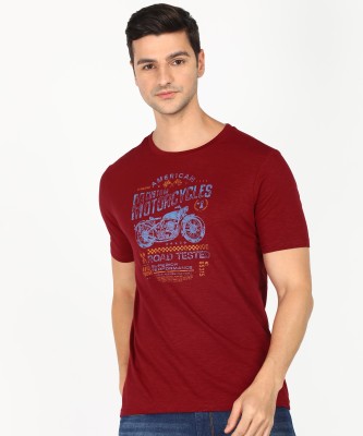 RUF AND TUF Printed Men Round Neck Red T-Shirt