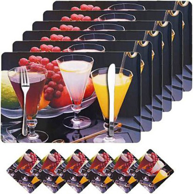 Flipkart SmartBuy Rectangular Pack of 6 Table Placemat(Black, PVC)