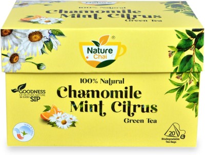 Nature Chai Chamomile Mint Citrus Green Tea Chamomile, Mint, Citrus Herbal Infusion Tea Box(20 Bags)