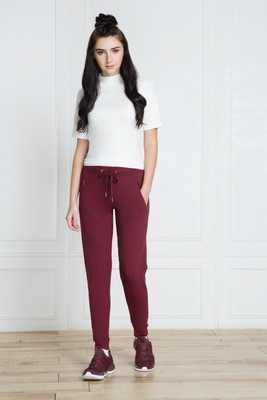 VAN HEUSEN Athleisure Smart Tech+ And Easy Stain Release Solid Women Maroon Track Pants