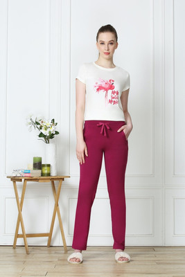 VAN HEUSEN Smart Tech+ And Easy Stain Release Solid Women Maroon Track Pants