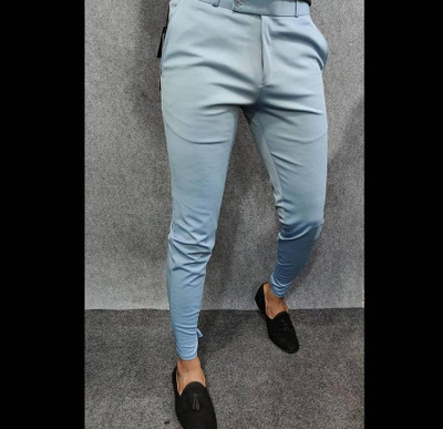 Blends Trendz Regular Fit Men Light Blue Trousers