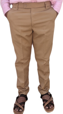 ABHIRAAM Slim Fit Men Khaki Trousers