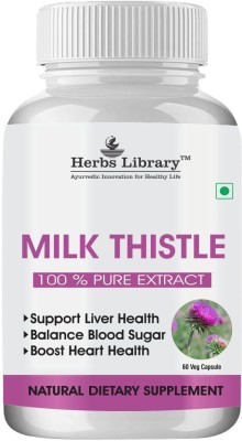 Herbs Library Milk Thistle(Silymarin) Capsule for Liver Detox and Cleansing(60 Capsules)(60 Capsules)