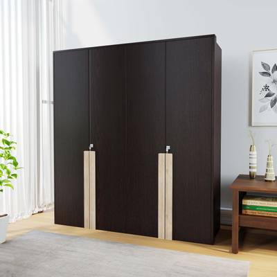 Nilkamal Engineered Wood 4 Door Wardrobe  (Finish Color - New Wenge &amp; Natural Ebony, Knock Down)