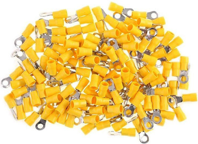 Creative Tech (50 Pc) Ring Type Wire Crimp Connectors 12-10AWG Insulated Terminals RV5-4 Wire Connector(Yellow, Pack of 50)