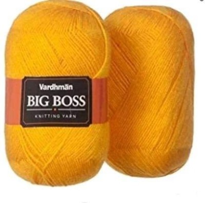 JEFFY Vardhman Original Wool Big Boss Soft Fingering Hand Knitting Dyed Yellow 400 gm