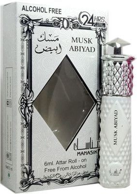 Manasik MUSK ABIYAD Alcohol - Free Concentrated Attar Roll On 6ml . Floral Attar(Musk)