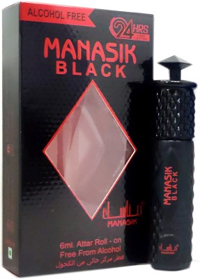Manasik BLACK Alcohol - Free Concentrated Attar Roll On 6ml . Floral Attar(Floral)
