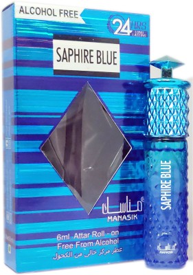 Manasik SAPHIRE BLUE Alcohol - Free Concentrated Attar Roll On 6ml . Floral Attar(Floral)