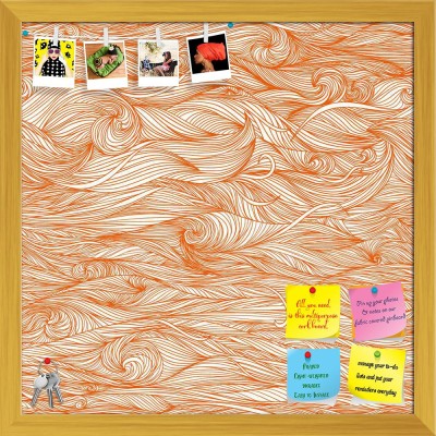 Artzfolio Background Waves Notice Pin Board Soft Board with Push Pins Cork Bulletin Board(Golden Frame 24 x 24 inch (61 x 61 cms))