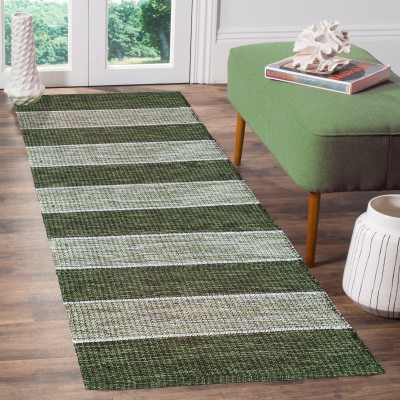 Gloy Green Cotton Carpet(2 ft,  X 5 ft, Rectangle)