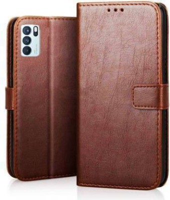 Luxury Counter Flip Cover for Oppo Reno6 Pro 5G Reno 6 Pro 5G Premium Quality |Dual Stiched |Back Cover(Brown, Dual Protection, Pack of: 1)