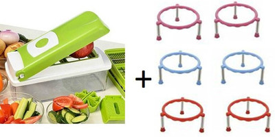 Homedmart Presents Combo of Multipurpose Pot/Matka Stand(pack of 6) & 12 in 1 Nicer Dicer Vegetable & Fruit Chopper(Pot Stand(pack of 6), 1 Nicer Dicer(12 in 1))