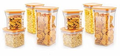 Analog Kitchenware Plastic Grocery Container  - 1100 ml, 550 ml(Pack of 8, Orange)