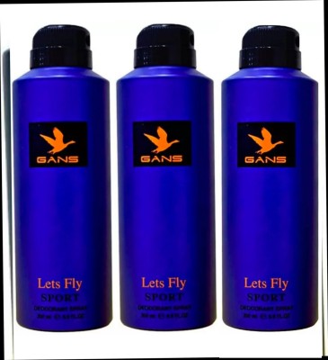 GANS SPORT DEO BLUE COMBO PACK03 Body Spray  -  For Men & Women(600 ml, Pack of 3)