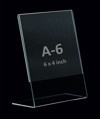 Capital Plastic Industries 1 Compartments Acrylic Transparent L- Shape QR Code stand (Pack of 2)(Transparent)