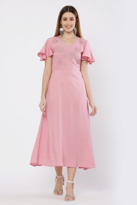 RC CLOTHING Women Ethnic Dress Pink Dress