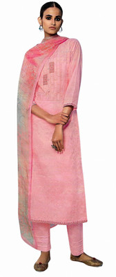 Soul Essence Cotton Blend Embroidered Salwar Suit Material