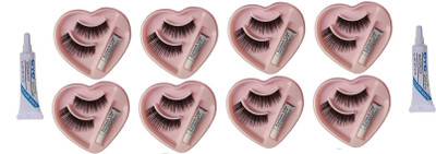 angelie combo of false eyelash heart shape with 2 eyeshash glue(Pack of 10)