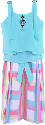 Wishkaro Girls Casual Top Skirt(Blue)