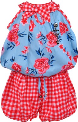 Wishkaro Baby Girls Casual Top Shorts(Blue)