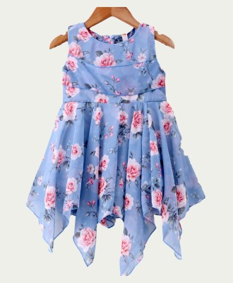 JAI BABARI CREATION Baby Girls Midi/Knee Length Casual Dress(Blue, Sleeveless)