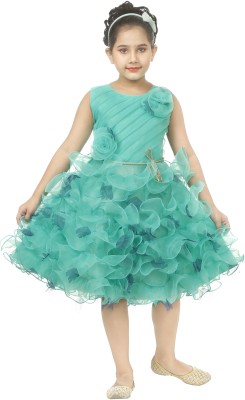 PPX Baby Girls Below Knee Festive/Wedding Dress(Green, Sleeveless)