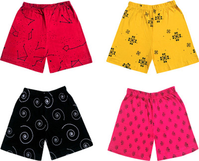 KAVYA Short For Boys & Girls Casual Floral Print Pure Cotton(Multicolor, Pack of 4)
