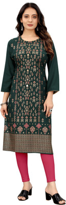 yatri enterprise Women Embellished Flared Kurta(Green)